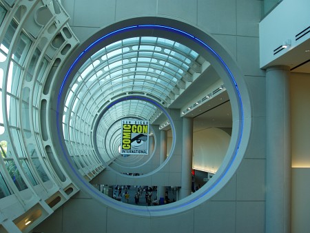 [View from the escalator on the east half of the San Diego Convention Center]