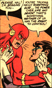[The Flash and Green Lantern argue over trying to reverse death]