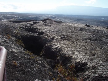 Cooled lava fissure