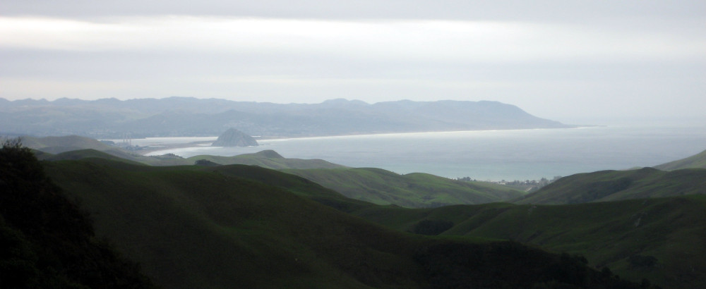 View of Morro Bay and Morro Rock from Highway 46