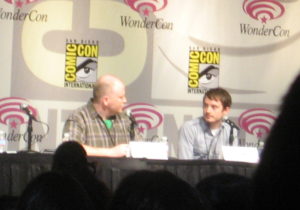 Joe Ksander and Elijah Wood at the 9 panel