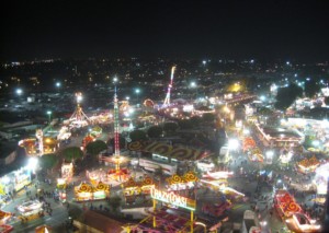 OC Fair seen from above at night.