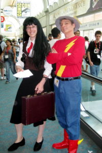 Katie as Yomiko Readman (The Paper) and Kelson as Jay Garrick (The Golden Age Flash).