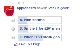 Steak is good when...A. With shrimp. B. On the 2 for $20 men. C. When isn't steak goo