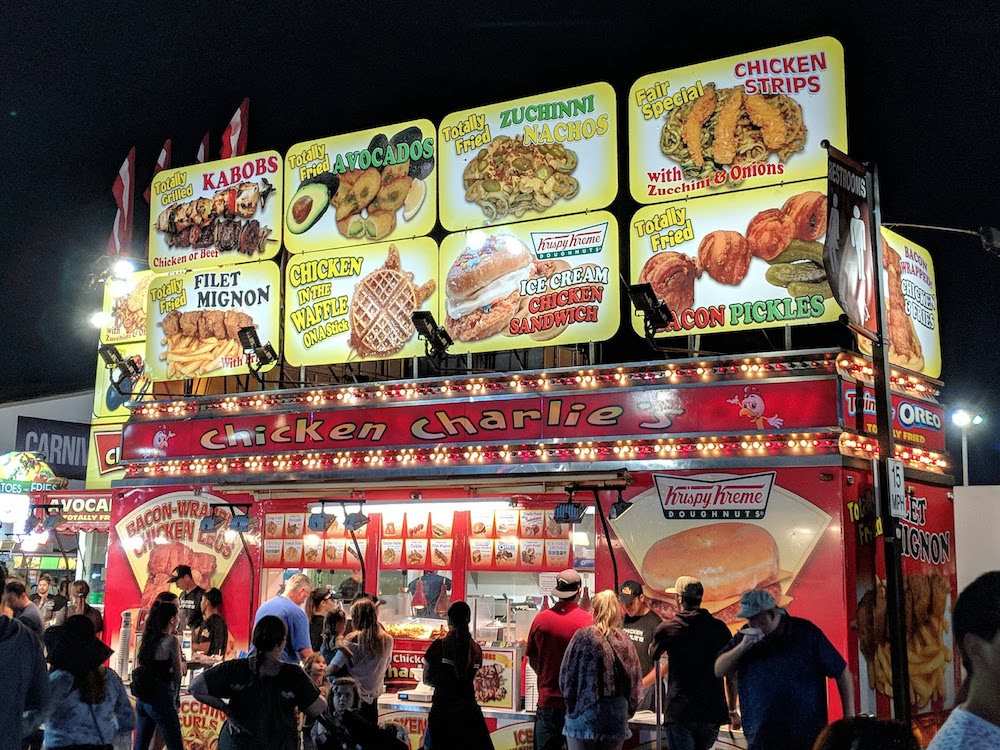 [Food stand selling fried...everything.]