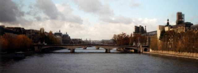 My photo from 1999. Kelson Vibber: Seine Bridge and Clouds